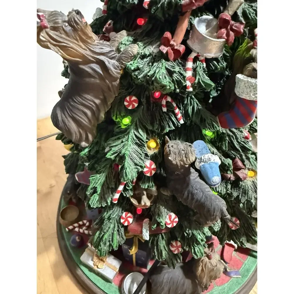 Danbury Yorkie Dog Light Up Christmas Tree Tested Works